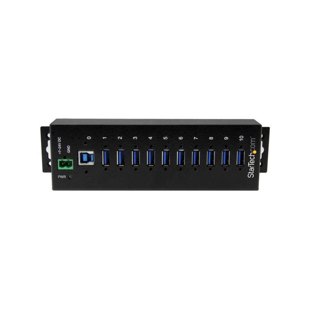 StarTech.com - Hub Industrial de 10 Puertos USB 3.0 - 5Gbps - Ladrón Concentrador USB-A con Protección Antiestática ESD y Protec