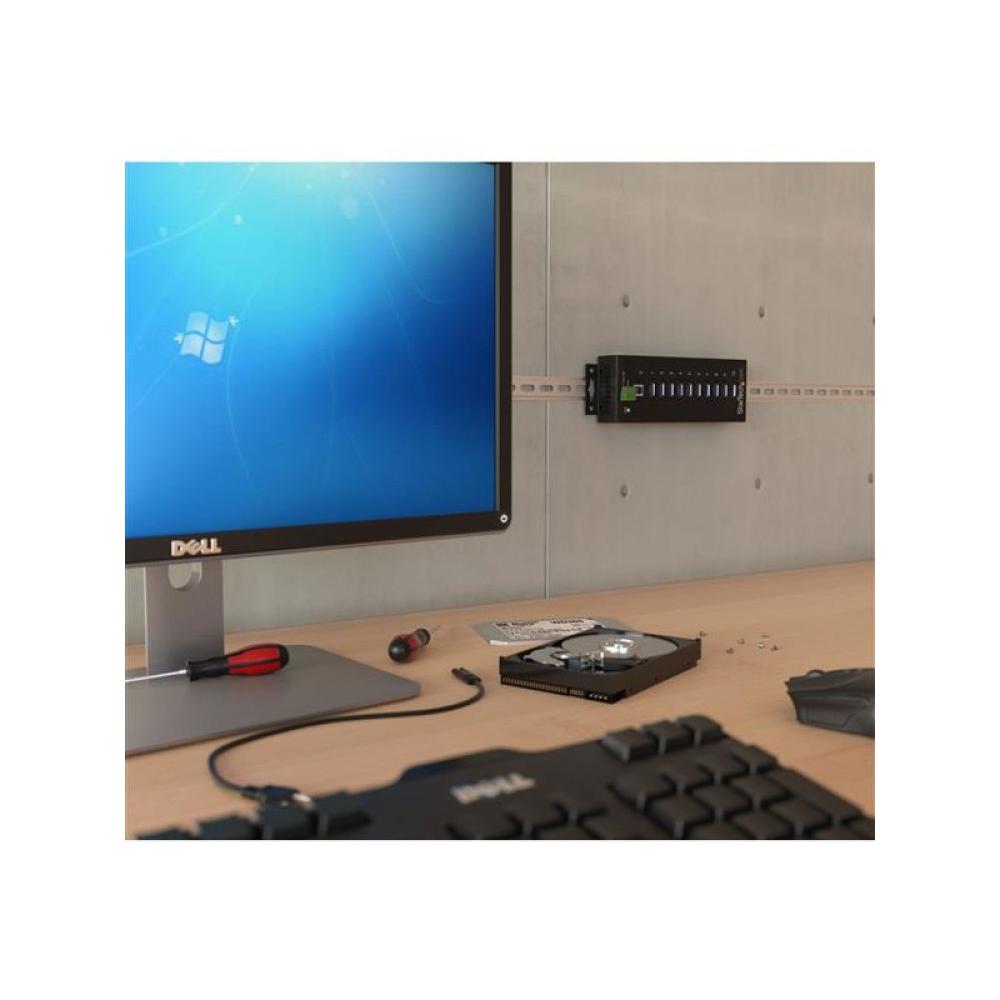 StarTech.com - Hub Industrial de 10 Puertos USB 3.0 - 5Gbps - Ladrón Concentrador USB-A con Protección Antiestática ESD y Protec