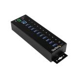 StarTech.com - Hub Industrial de 10 Puertos USB 3.0 - 5Gbps - Ladrón Concentrador USB-A con Protección Antiestática ESD y Protec