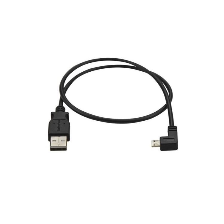 StarTech.com - Cable de 0,5m Micro USB Acodado a la Izquierda para Carga y Sincronización de Smartphones o Tablets