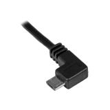 StarTech.com - Cable de 0,5m Micro USB Acodado a la Izquierda para Carga y Sincronización de Smartphones o Tablets