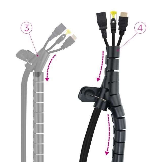 Nanocable - Organizador de Cables Flexible 25 mm, Negro, 2 m
