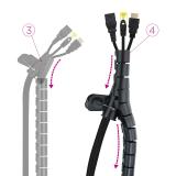 Nanocable - Organizador de Cables Flexible 25 mm, Negro, 2 m