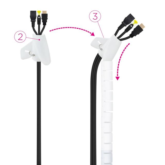 Nanocable - Organizador de Cables Flexible 25 mm, Blanco, 1 m