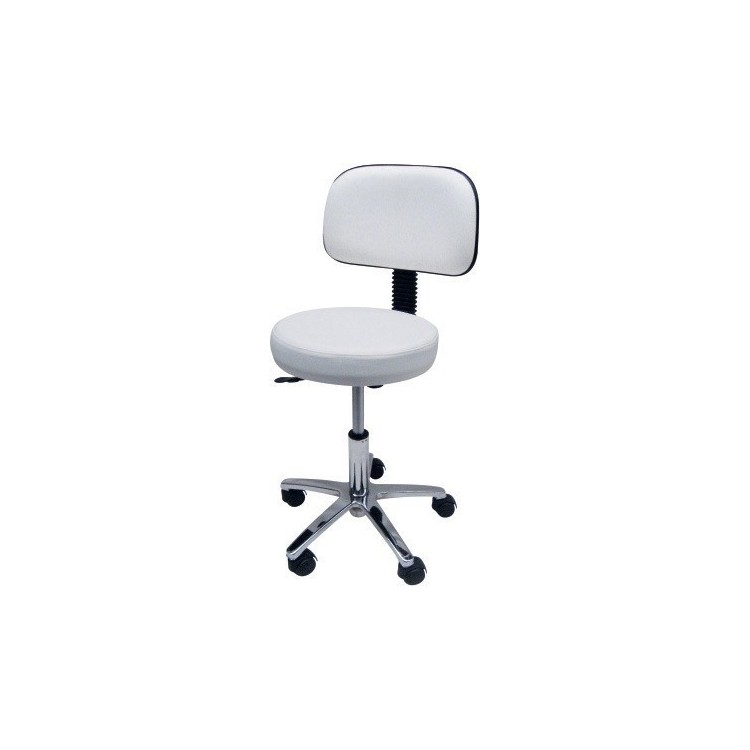 Taburete WORK 4, cromado, gas, tapizado similpiel negra o blanca