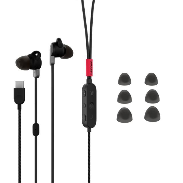 Lenovo - 4XD1C99220 auricular y casco Auriculares Alámbrico Dentro de oído Música/uso diario USB Tipo C Negro