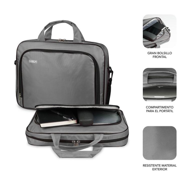 SUBBLIM - Maletín Ordenador Oxford Laptop Bag 15,4-16" Grey