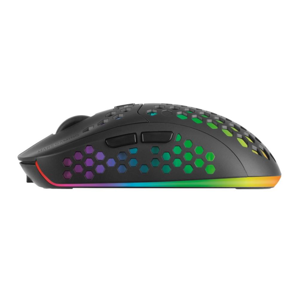 Mars Gaming - MMW3, Ratón Gaming Inalámbrico, RGB Flow, Ultraligero 79g, 3200DPI, Negro