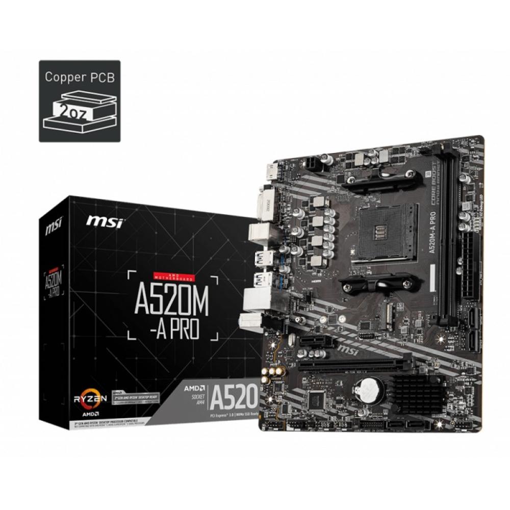 MSI - A520M-A PRO placa base AMD A520 Zócalo AM4 micro ATX