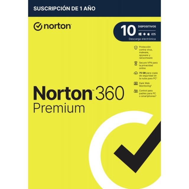 Norton - 360 Premium Antivirus security Base Español 1 licencia(s) 1 año(s)