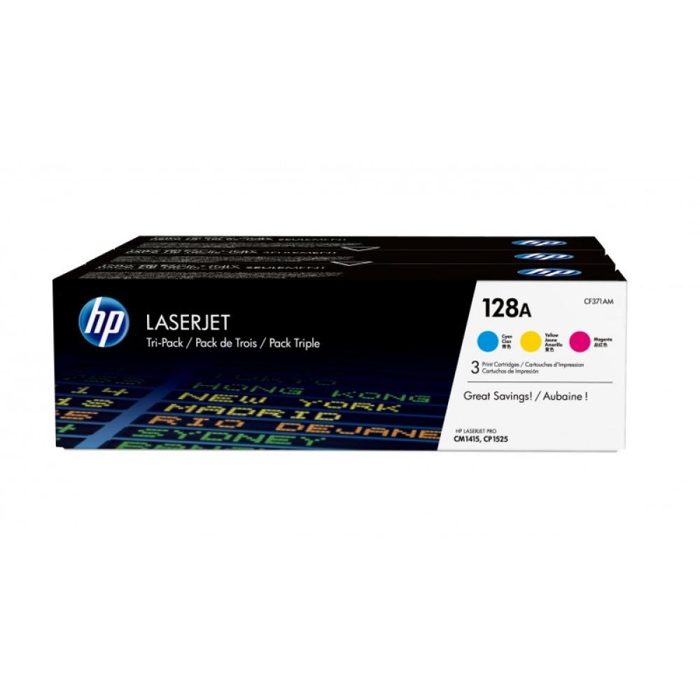 HP - Pack de ahorro de 3 cartuchos de tóner original LaserJet 128A cian/magenta/amarillo