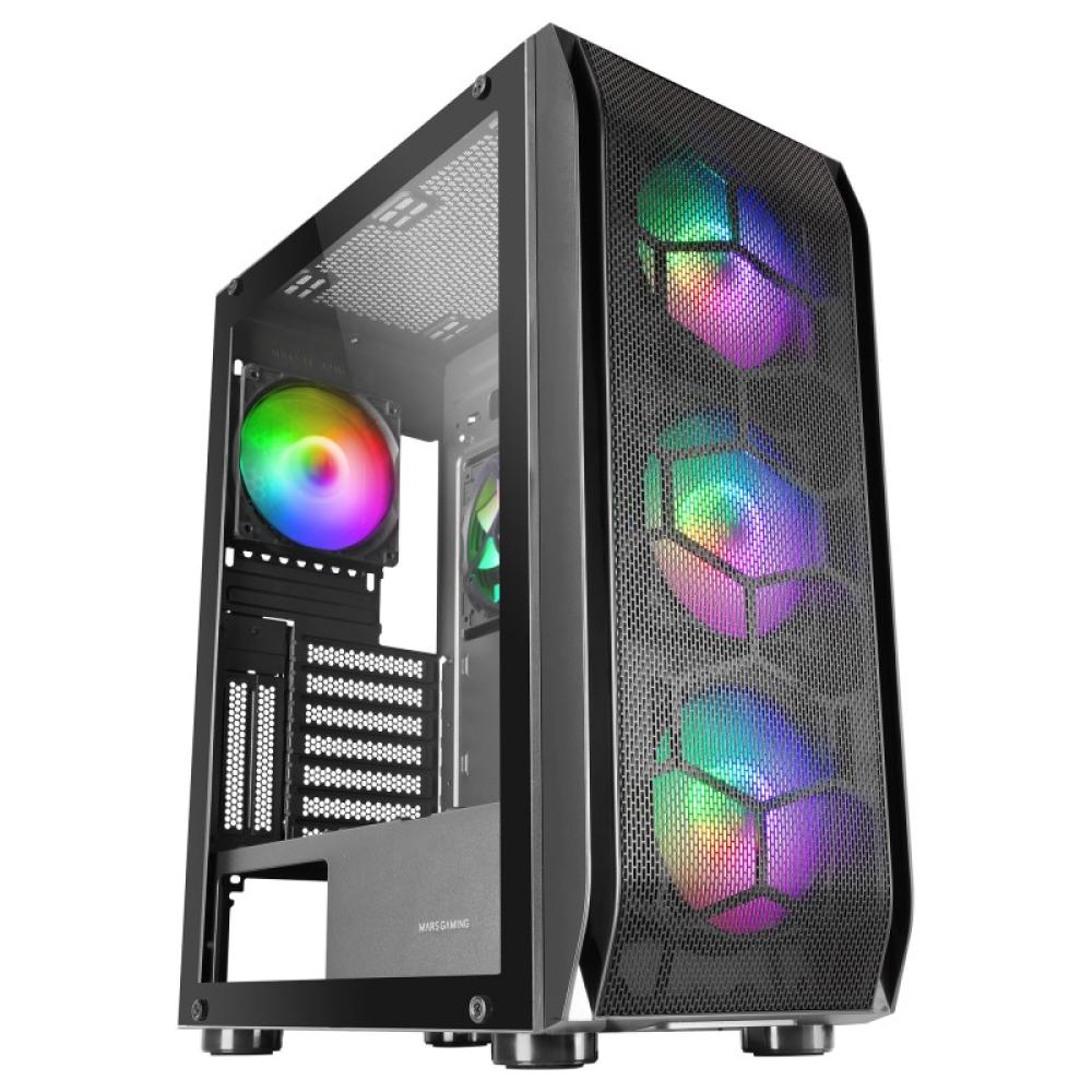 Mars Gaming - MC-KX, Torre Gaming Premium E-ATX, Sistema CPU Freezer, 5 Ventiladores ARGB Ultra-silenciosos, Controladora - MCKX