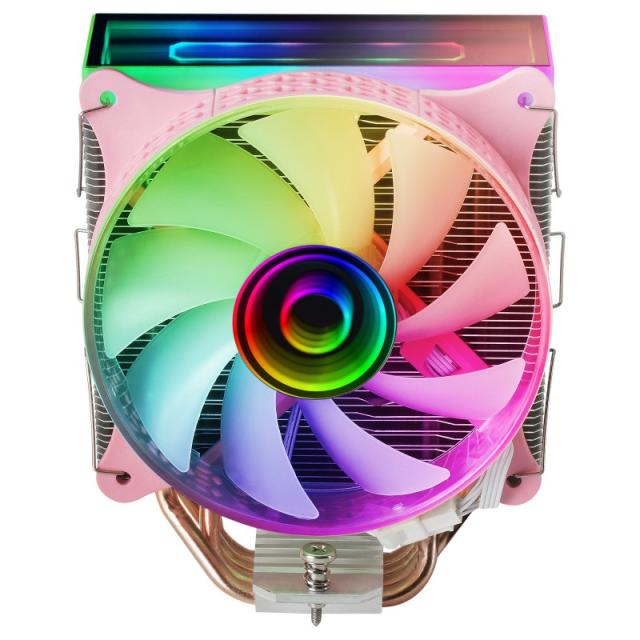 Mars Gaming - MCPU-VR Rosa, Disipador CPU, Doble Espejo Infinito ARGB, 4 Heatpipes HCT, TDP 180W, Ventilador Ultra-silencioso PW