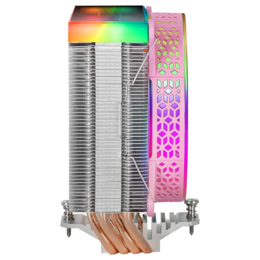 Mars Gaming - MCPU-VR Rosa, Disipador CPU, Doble Espejo Infinito ARGB, 4 Heatpipes HCT, TDP 180W, Ventilador Ultra-silencioso PW