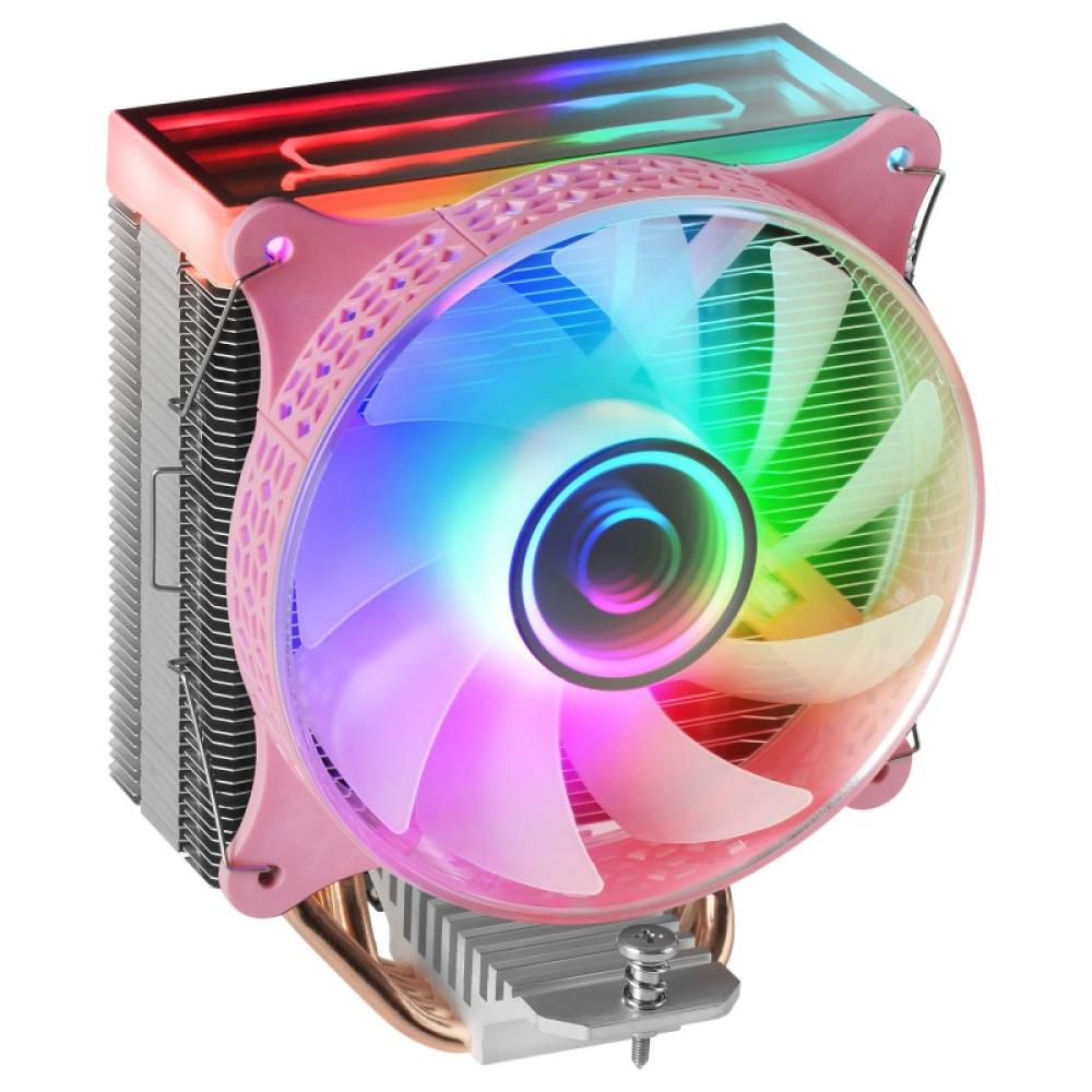 Mars Gaming - MCPU-VR Rosa, Disipador CPU, Doble Espejo Infinito ARGB, 4 Heatpipes HCT, TDP 180W, Ventilador Ultra-silencioso PW