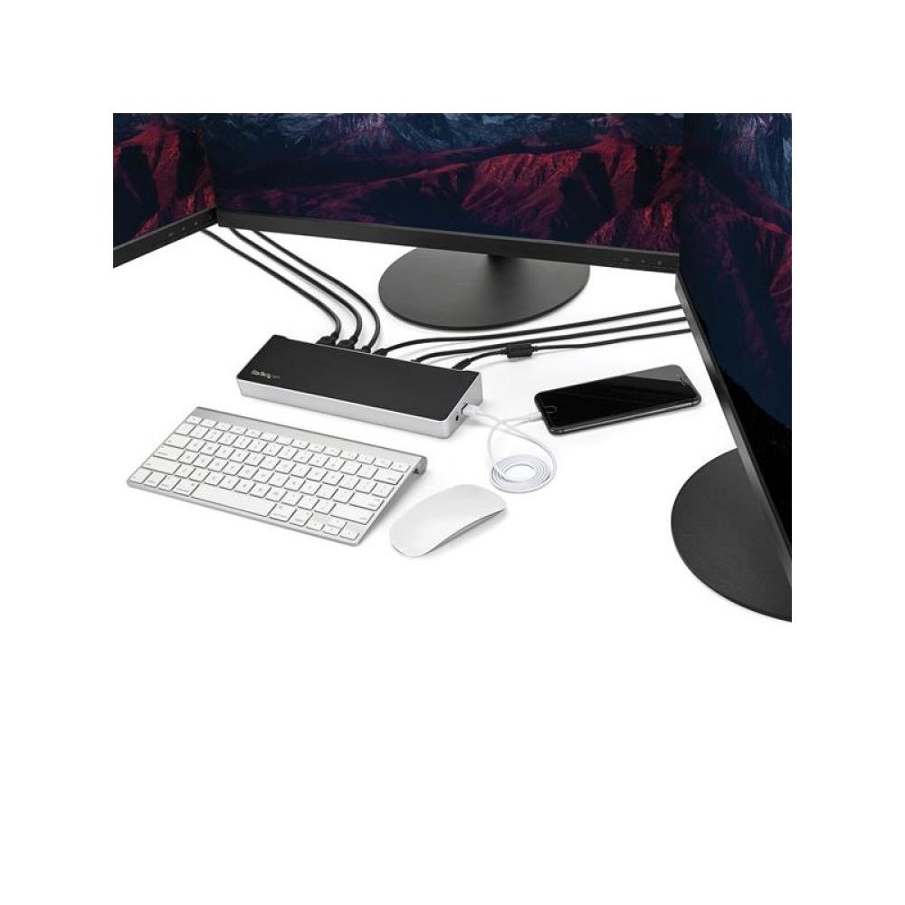 StarTech.com - Dock USB-C para 3 Monitores 4K - Hub Ladrón de 5 Puertos USB 3.2 5Gbps - HDMI y DisplayPort - Mac y Windows - Doc