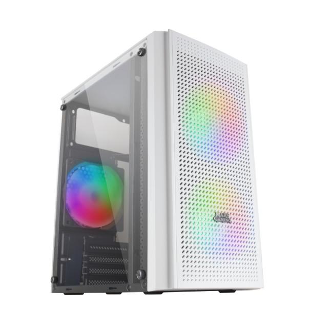 Mars Gaming - MC300W Blanco, Caja PC Micro ATX, Cristal Templado, Frontal MESH, 3xVentilador FRGB
