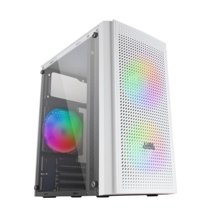 Mars Gaming - MC300W Blanco, Caja PC Micro ATX, Cristal Templado, Frontal MESH, 3xVentilador FRGB