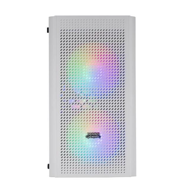Mars Gaming - MC300W Blanco, Caja PC Micro ATX, Cristal Templado, Frontal MESH, 3xVentilador FRGB