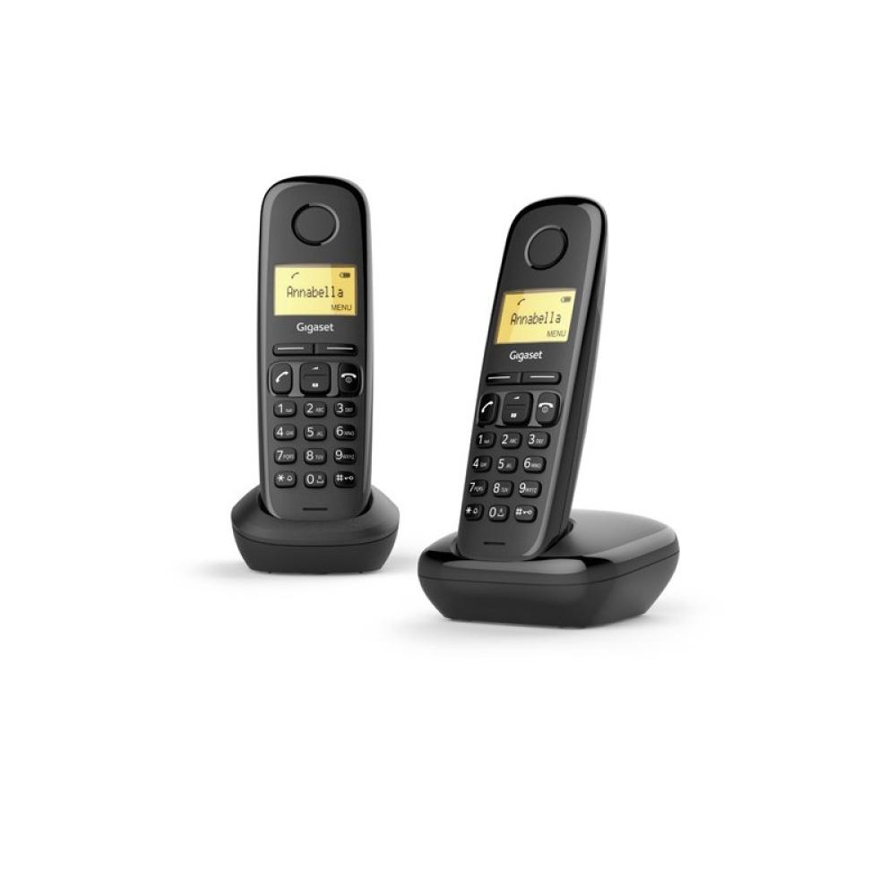 Gigaset - A170 Duo Teléfono DECT/analógico Identificador de llamadas Negro