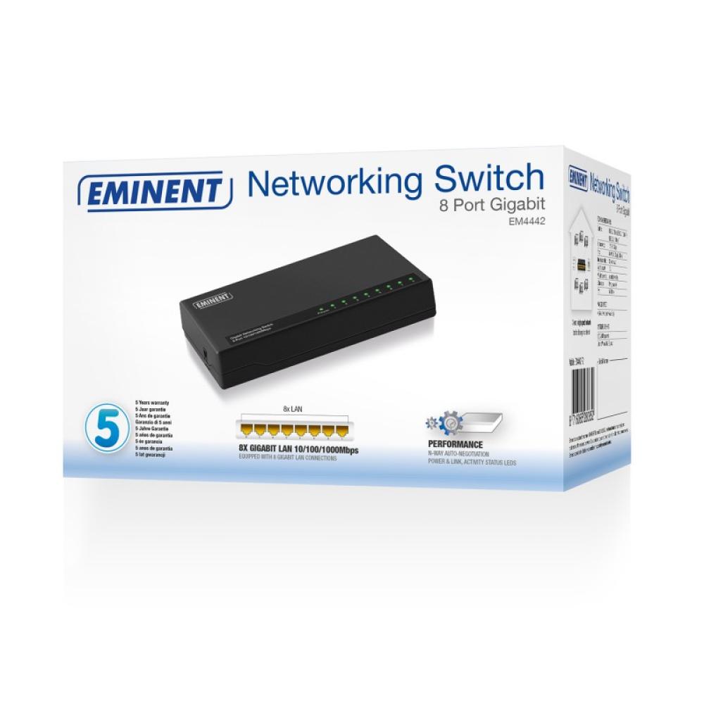 Eminent - EM4442 switch Gigabit Ethernet (10/100/1000) Negro