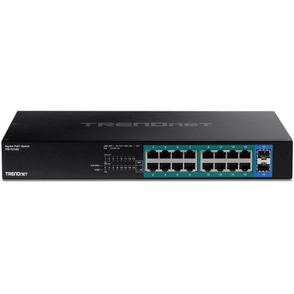 Trendnet - TPE-TG182 switch Gigabit Ethernet (10/100/1000) Energía sobre Ethernet (PoE) 1U Negro