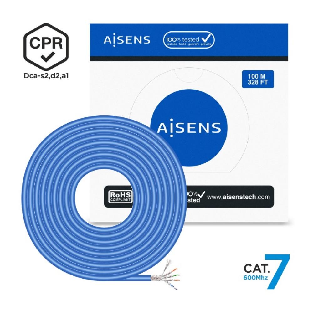 AISENS - Cable de Red RJ45 LSZH CPR Dca CAT.7 600 MHZ S/FTP AWG23, Azul, 100 m