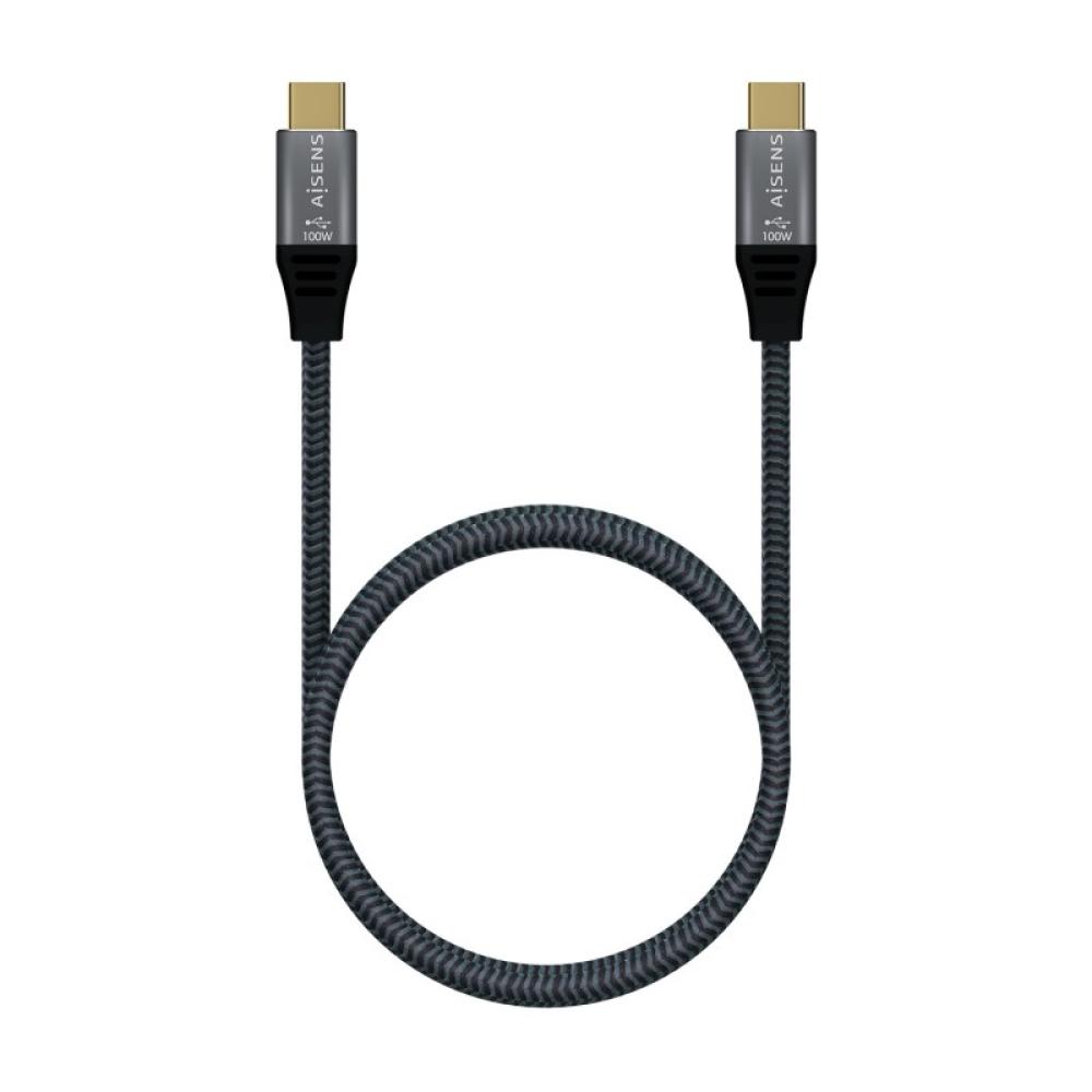 AISENS - Cable USB 3.2 Gen2x2 Aluminio 20Gbps 8K@30Hz 5A 100W E-Mark, Tipo USB-C/M-USB-C/M, Gris, 1.0 m