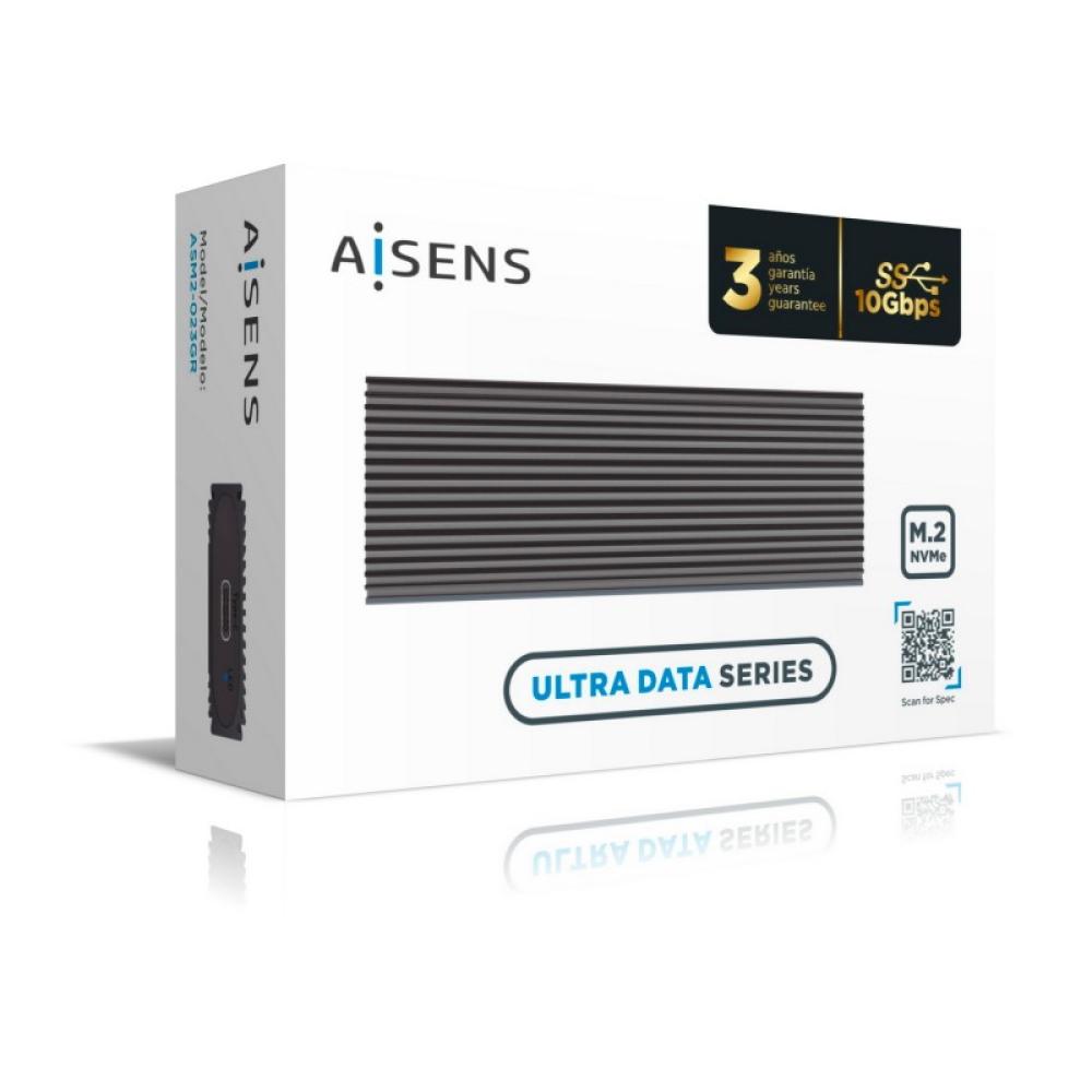 AISENS - Caja Externa M.2 (NGFF) ASM2-023GR NVMe A USB3.2 Gen2, Gris