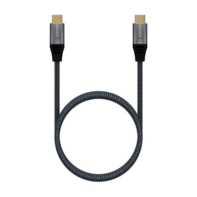 AISENS - Cable USB 3.2 Gen2x2 Aluminio 20Gbps 8K@30Hz 5A 100W E-Mark, Tipo USB-C/M-USB-C/M, Gris, 0.6 m