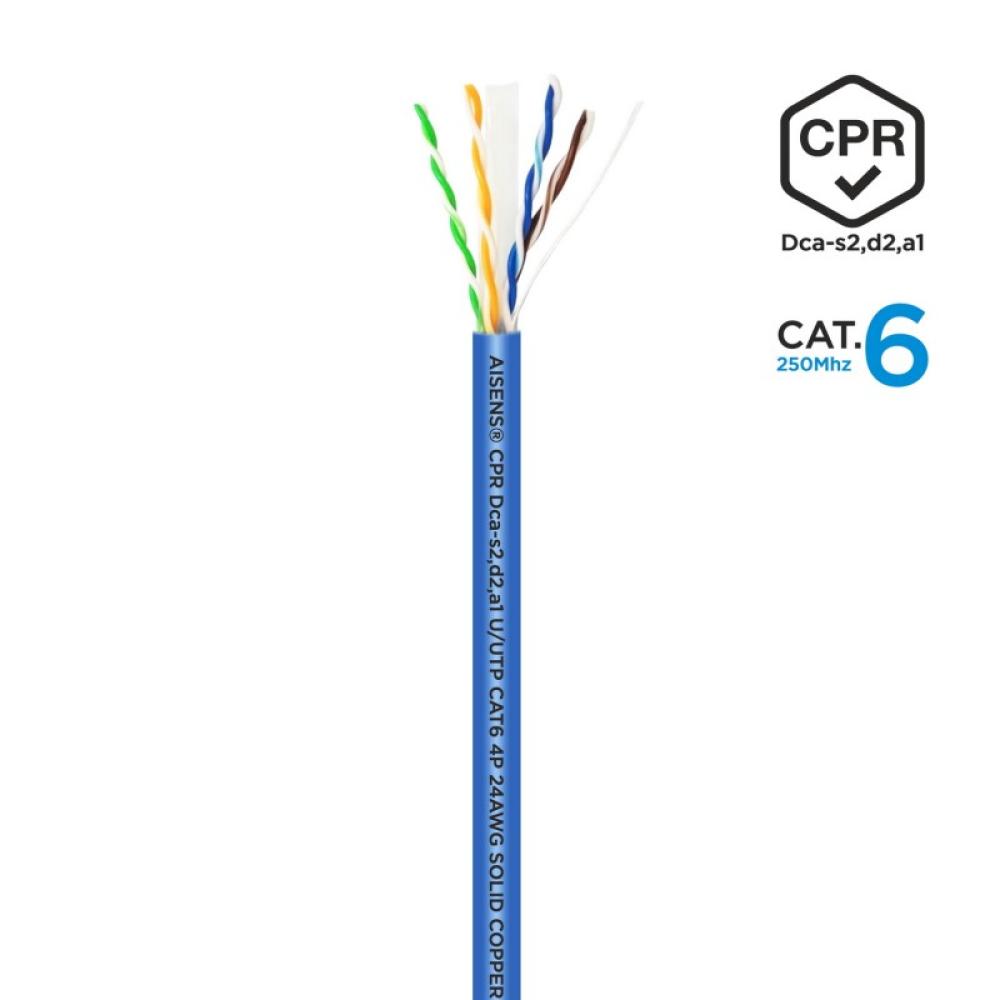 AISENS - Cable de Red RJ45 LSZH CPR Dca CAT.6 UTP AWG24, Azul, 305 m
