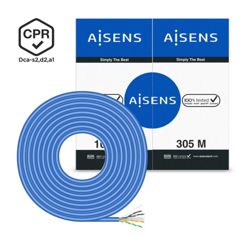 AISENS - Cable de Red RJ45 LSZH CPR Dca CAT.6 UTP AWG24, Azul, 305 m