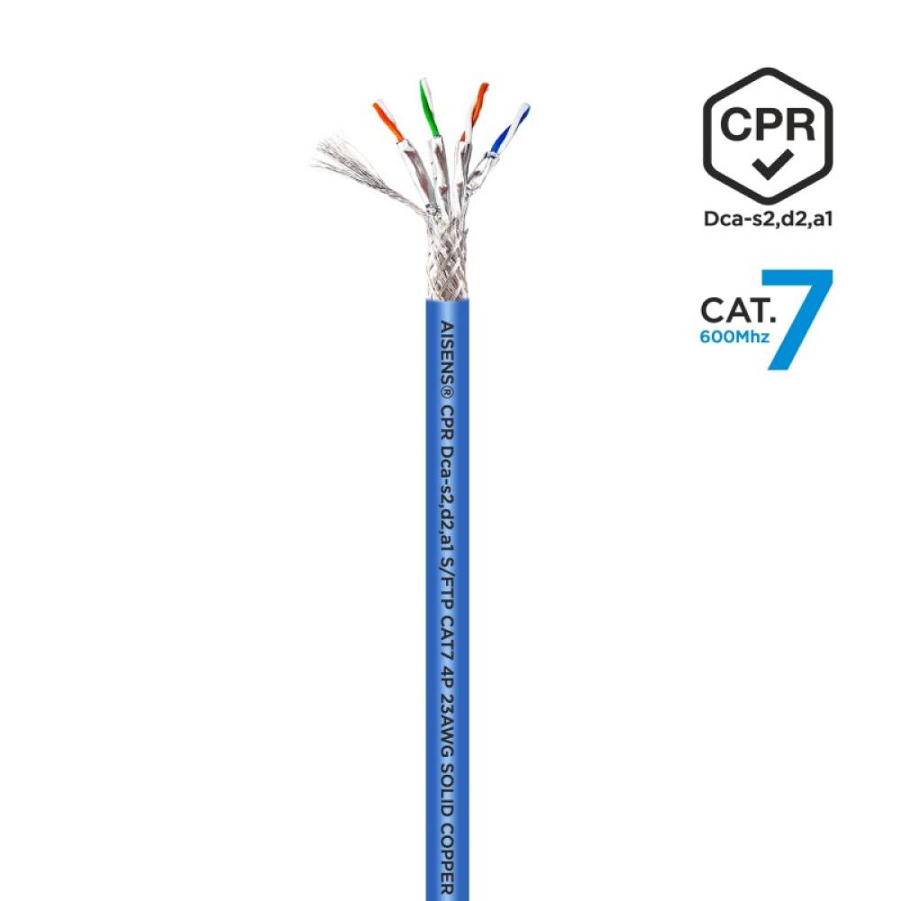 AISENS - Cable de Red RJ45 LSZH CPR Dca CAT.7 600 MHZ S/FTP AWG23, Azul, 500 m