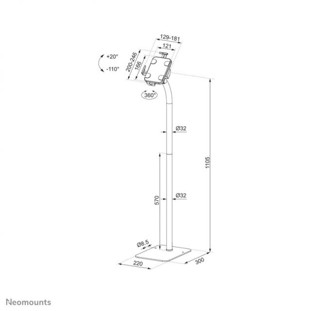 Neomounts - FL15-625BL1 Soporte de suelo para tablets 7.9-11" - bloqueable - universal