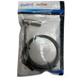 Ewent - EW1243 cable antirrobo Negro, Zinc 1,5 m