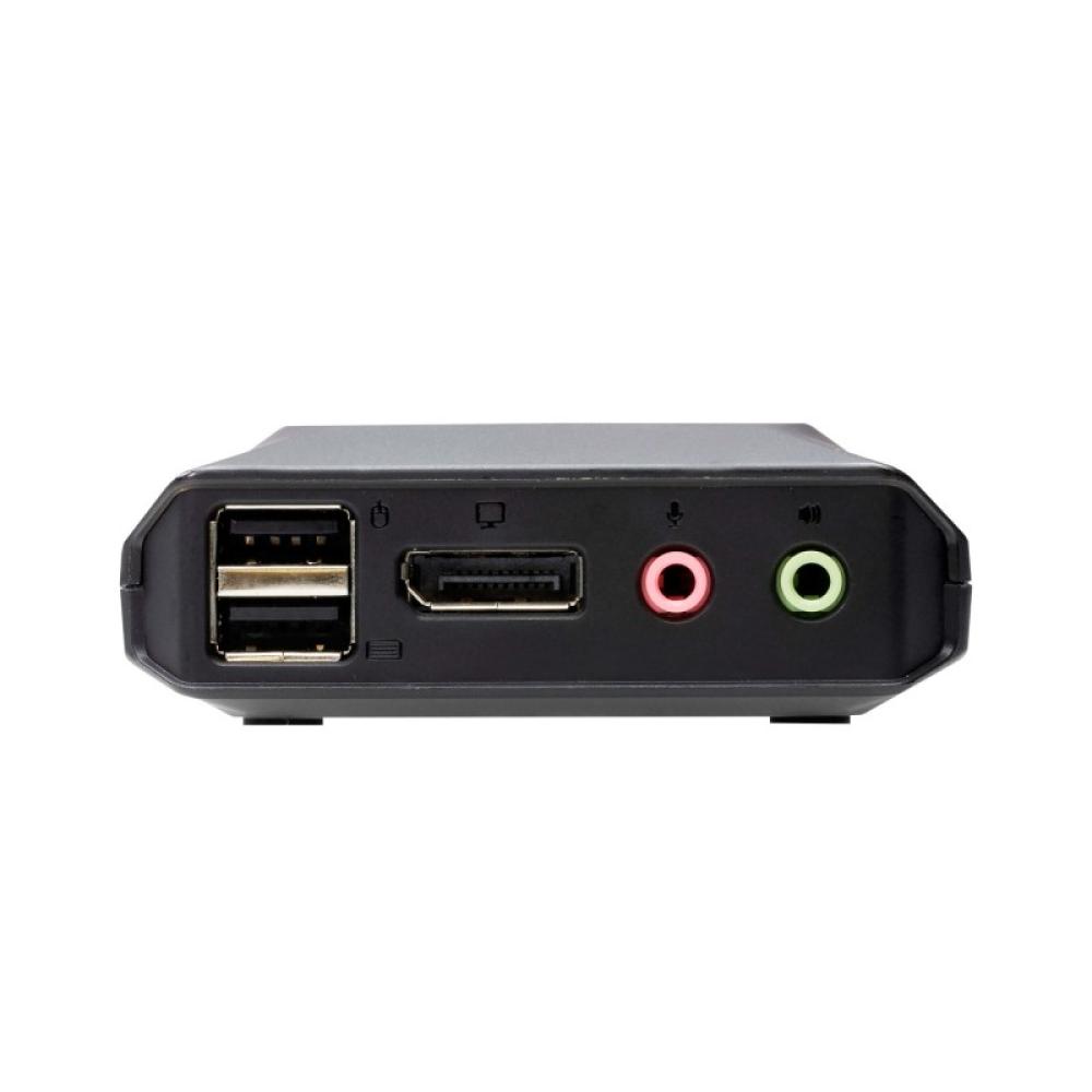 ATEN - Switch KVM en formato cable híbrido DisplayPort de 2 puertos USB-C