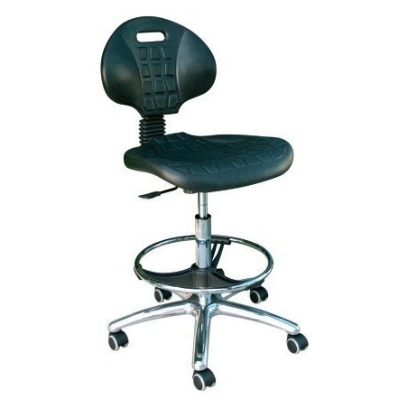 Taburete WORK 14, gas, asiento y respaldo de poliuretano