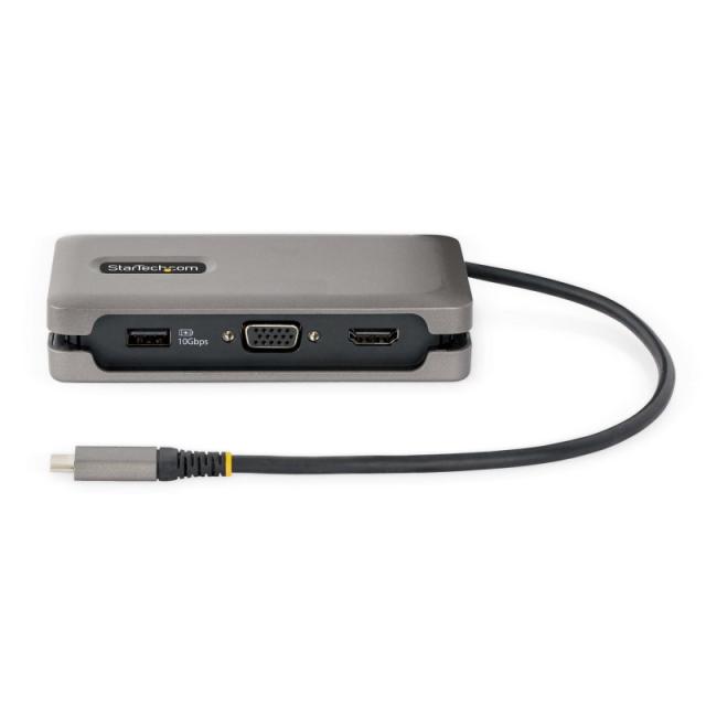 StarTech.com - Adaptador Multipuertos USB-C - HDMI 4K a 60Hz VGA - Hub Ladrón USB de 3 Puertos - Power Delivery de Paso de 100W