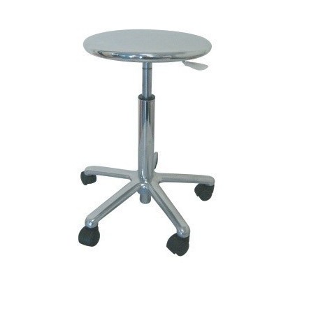 Taburete WORK 17, cromado, gas, asiento de acero pulido