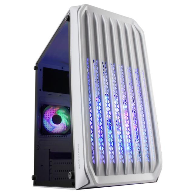 Mars Gaming - MC-S2, Caja PC Compacta Gaming Micro-ATX, 2 Ventiladores FRGB Raibow con Rejilla Frontal, Ventana Lateral - MCS2W