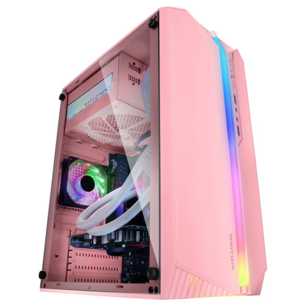 Mars Gaming - MC-S1, Caja PC Compacta Gaming Micro-ATX, Iluminación ARGB 12 Modos, Ventilador FRGB, Ventana Lateral Comp - MCS1P