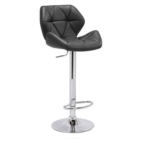 Taburete ORLANDO (L), cromado, tapizado negro