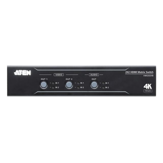 ATEN - Switch de matriz HDMI 4K real 2 x 2 con desincrustador de audio