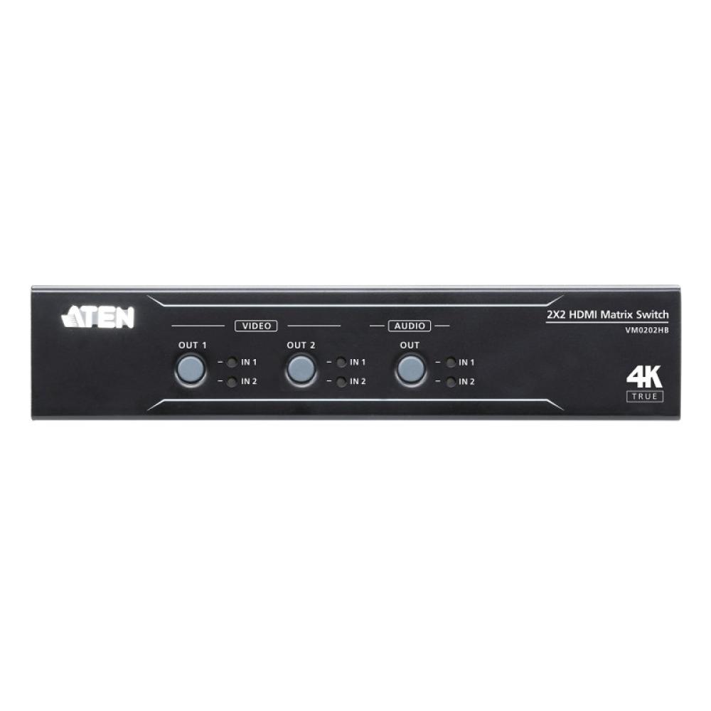 ATEN - Switch de matriz HDMI 4K real 2 x 2 con desincrustador de audio