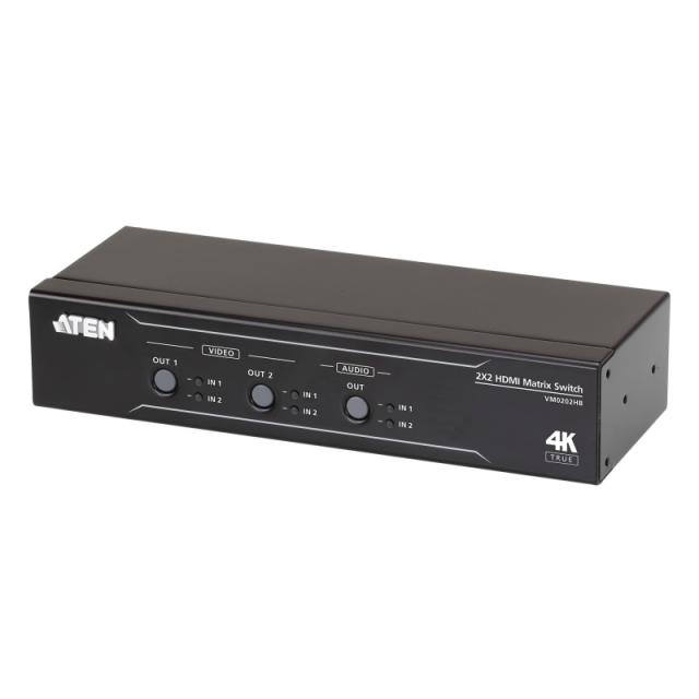 ATEN - Switch de matriz HDMI 4K real 2 x 2 con desincrustador de audio