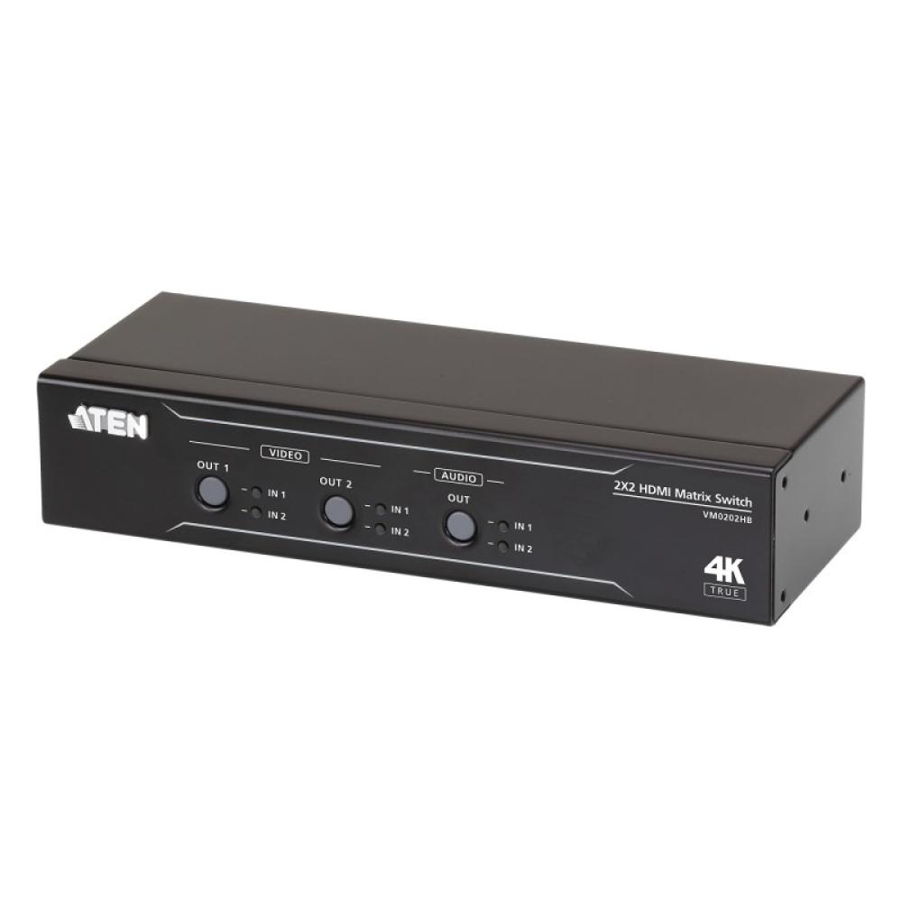ATEN - Switch de matriz HDMI 4K real 2 x 2 con desincrustador de audio