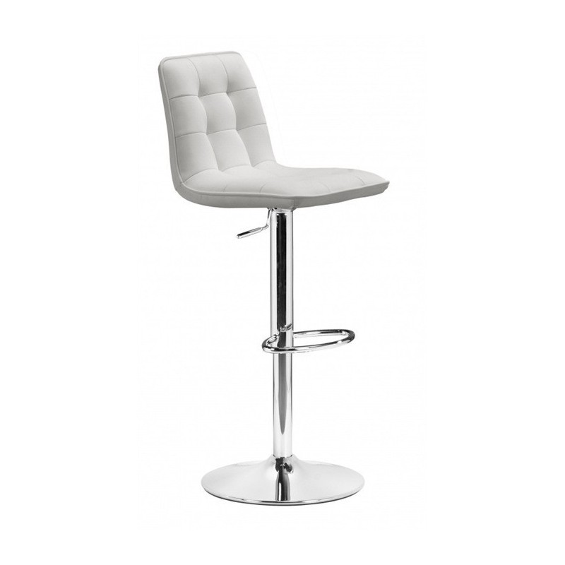 Taburete DESEO (L), cromado, tapizado blanco