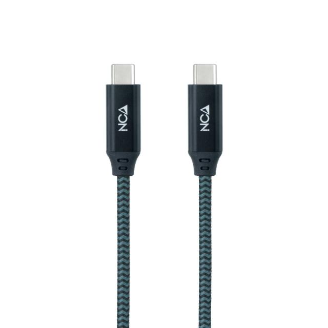 Nanocable - Cable USB 3.2 Gen2x2 20Gbps 5A/100W 4K/60Hz USB-C/M-USB-C/M, Gris/Negro, 1.5 m