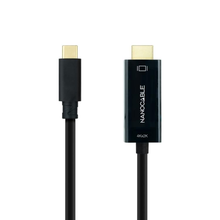 Nanocable - Cable Conversor USB-C a HDMI 1.4 4K@30HZ 1.8 m, Negro