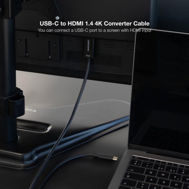 Nanocable - Cable Conversor USB-C a HDMI 1.4 4K@30HZ 1.8 m, Negro